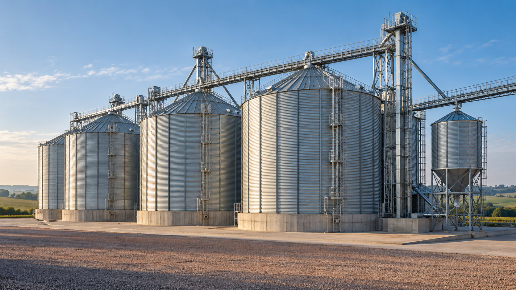 Conjunto de silos agrícolas — imagem conceitual.